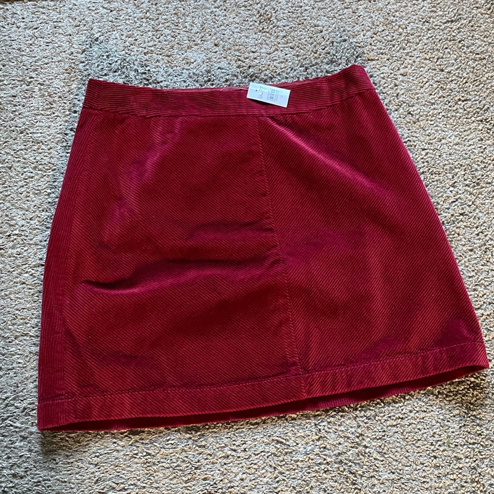 Elegant Red Corduroy Skirt